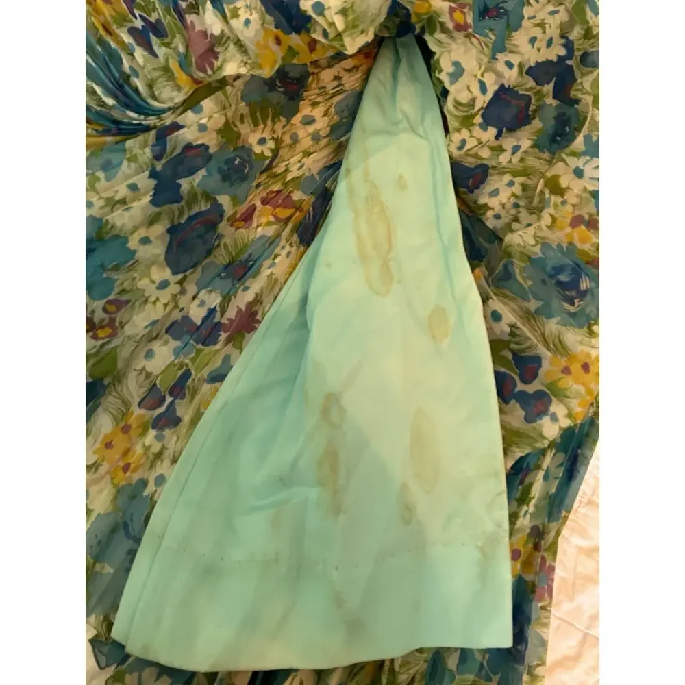 Vintage 60s 70s Floral Plissé Accordion Pleated Palazzo Pants, 28–30 Waist